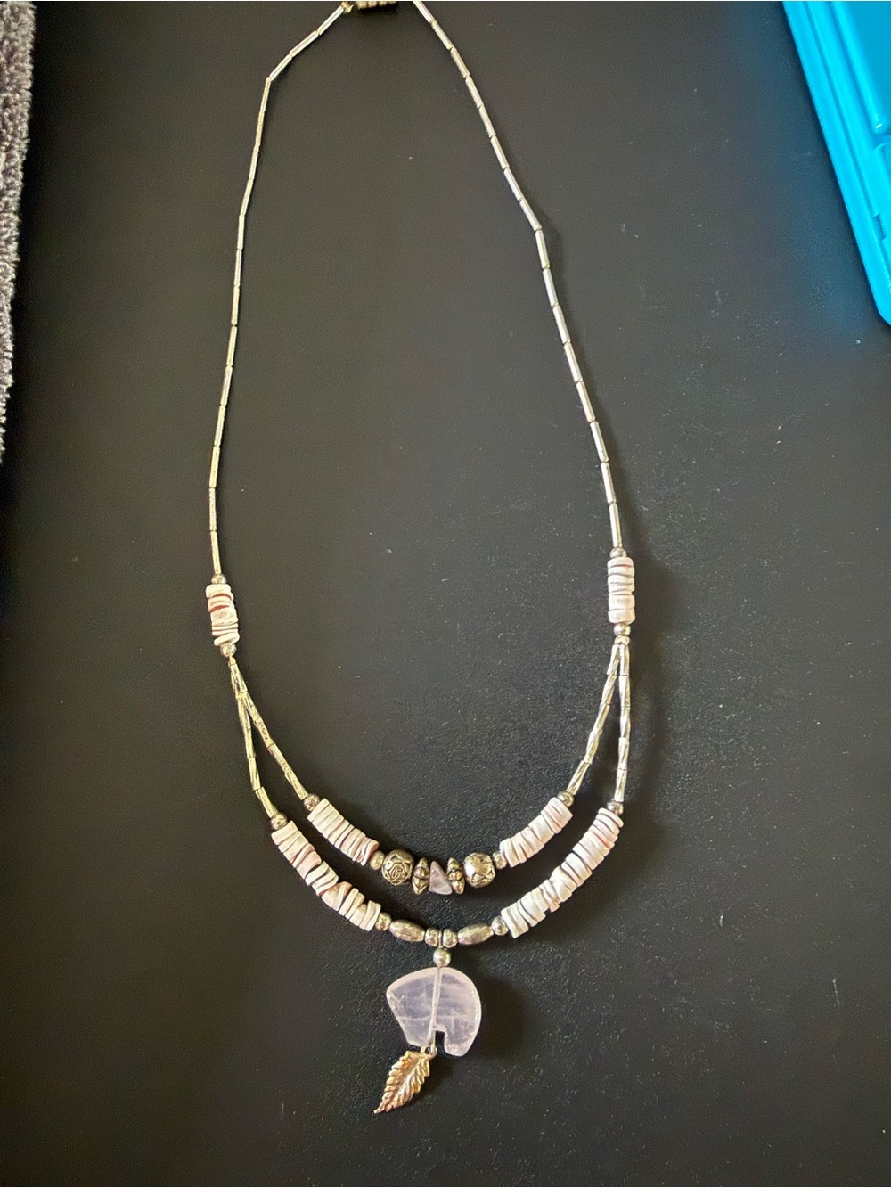 Handcrafted Sterling Silver Necklace with Pink Shell Discs and Rose Quartz